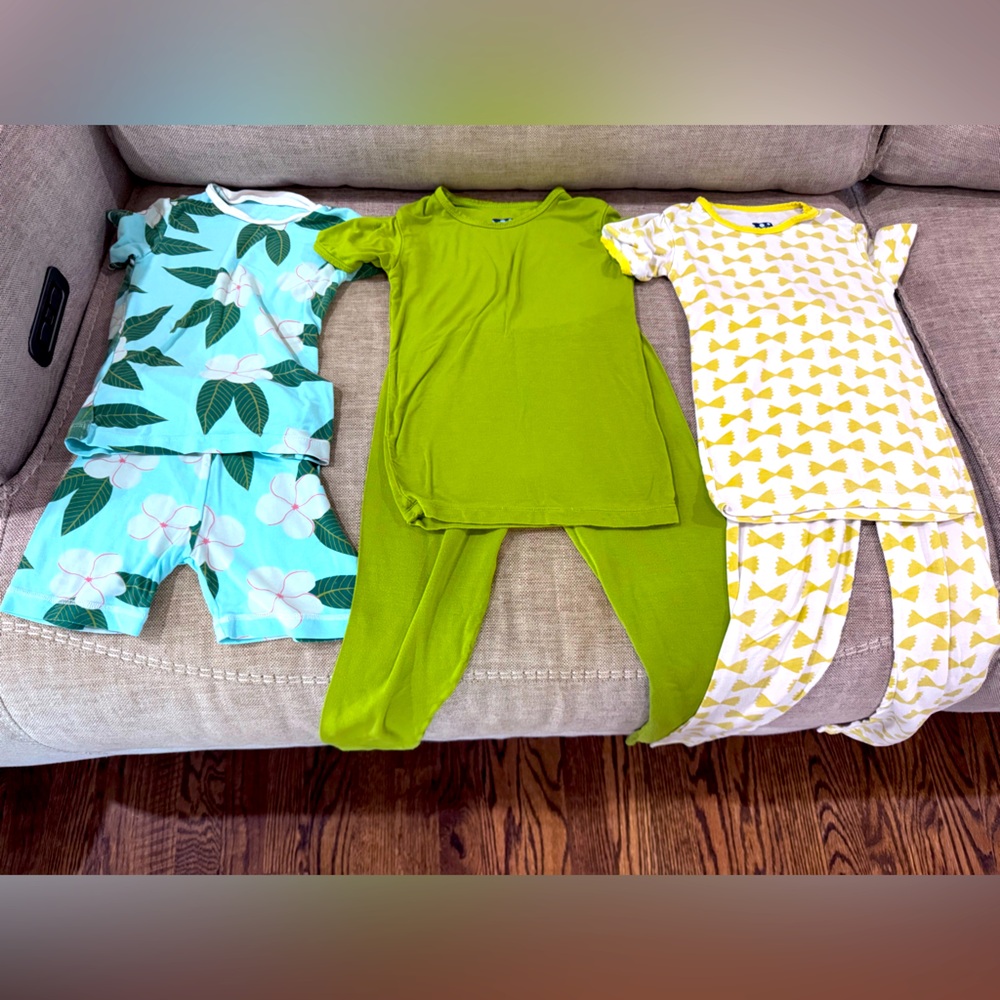 Kickee Pants Kids Pajama Set - Aqua, Lime, Yellow